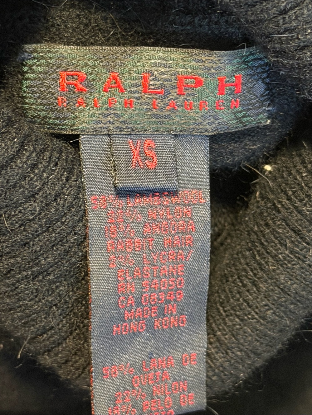 Vintage Ralph Lauren Black Lettuce Edge Knit Turtleneck Sweater Angora XS - Picture 5 of 6